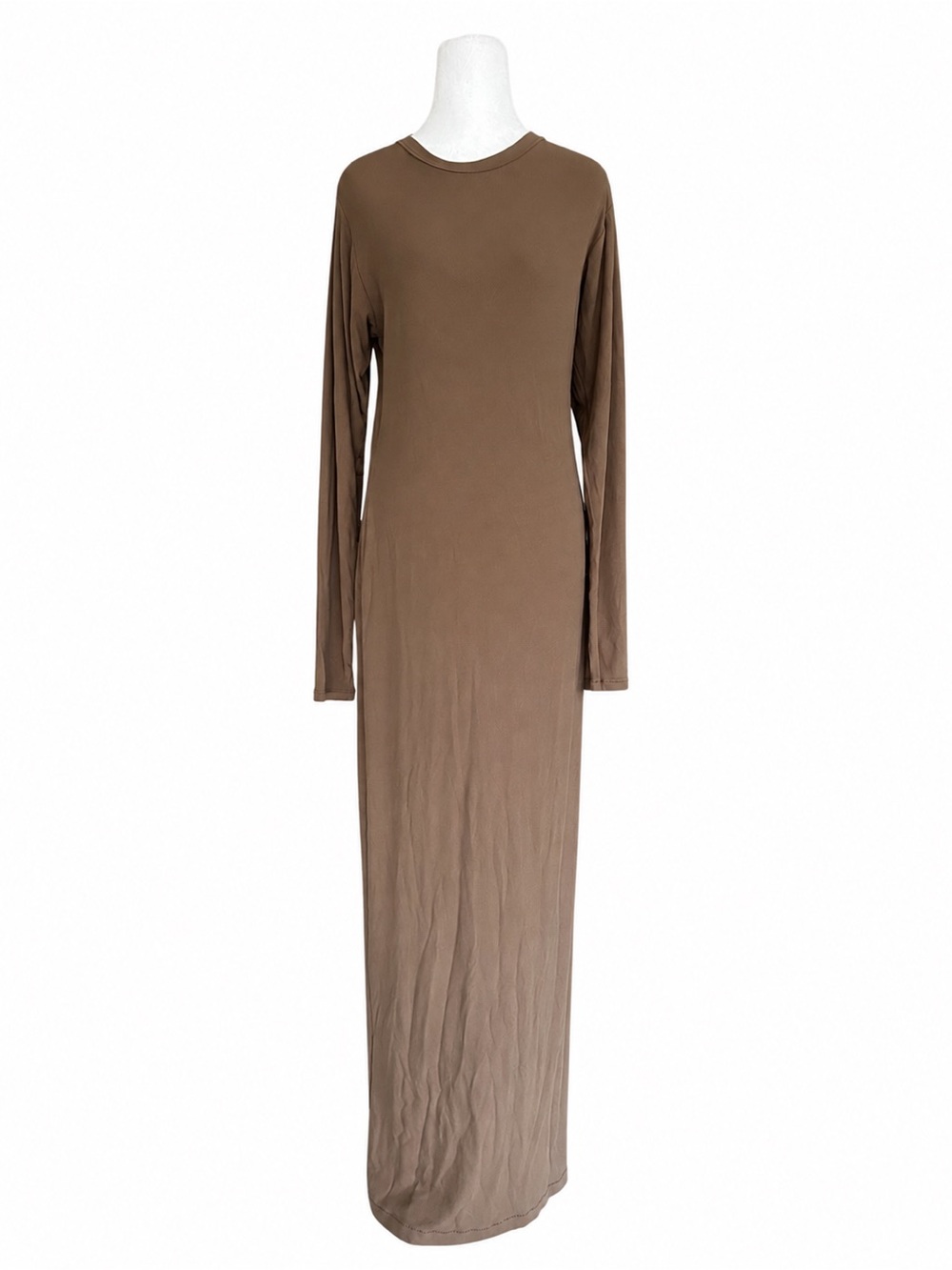 SKIMS Fits Everybody Long Sleeve Crew Neck Maxi Dress Brown Size 2X